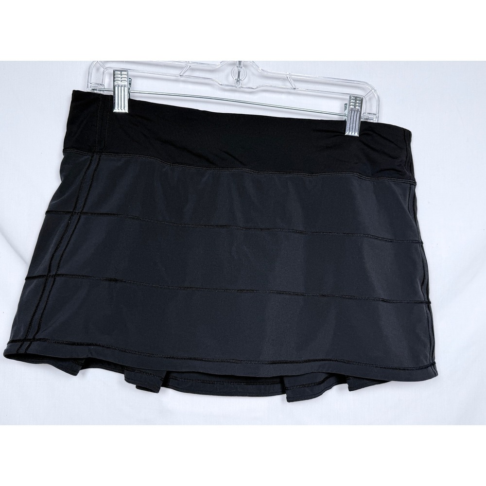 Lululemon Women Pace Rival Skirt 10 Black Pleated Tennis Golf Running Skort Tall